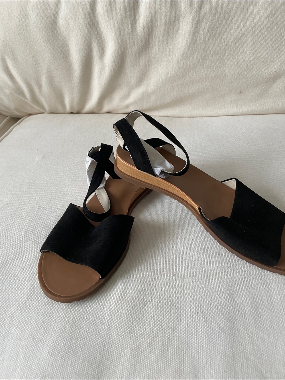 Kenneth Cole Black Suede Open-Toe Slingback Sandals